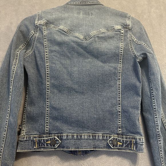 Abercrombie & Fitch Denim Jacket Womens Size Small Zip Up Blue Jean Y2K - Picture 4 of 8